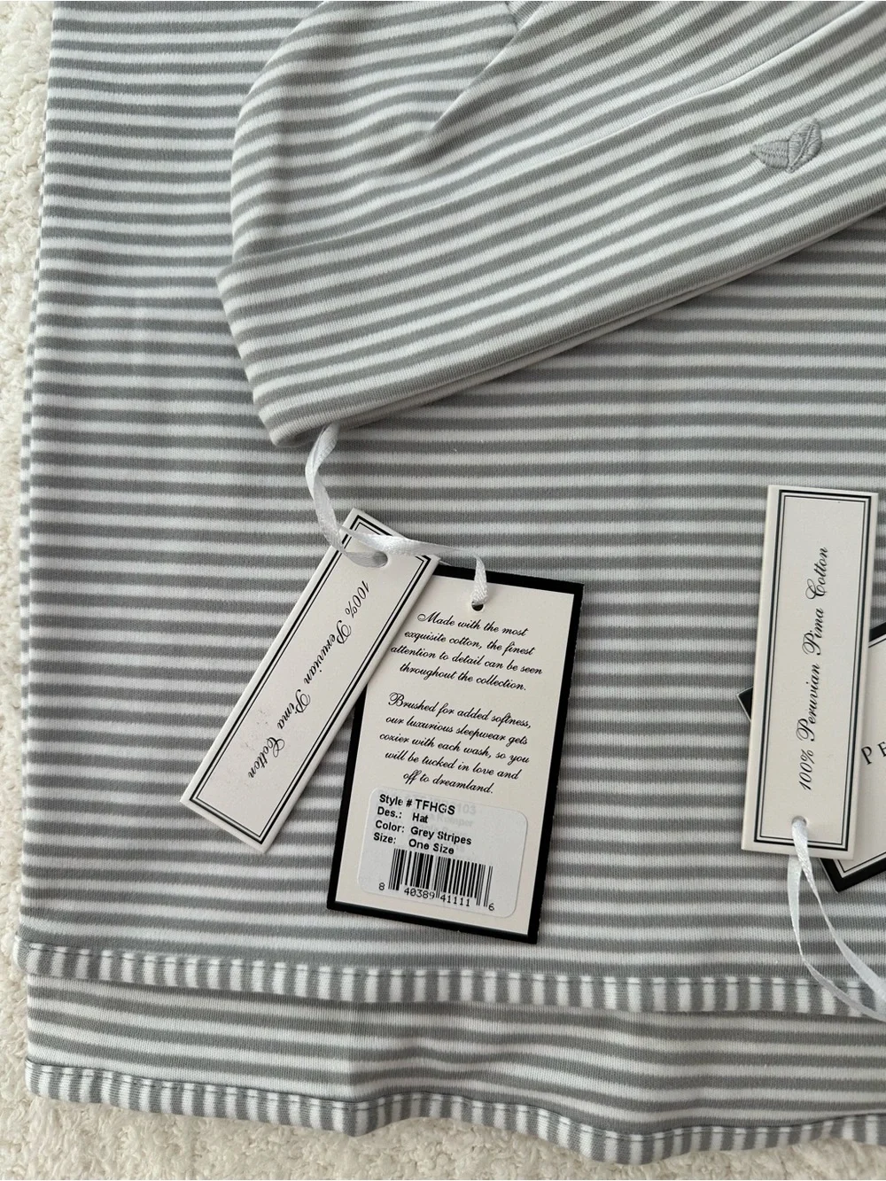Petite Plume Baby Stripe Hat & Blanket Set 100% Peruvian Pima Cotton